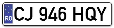 Placuta inmatriculare numar auto  CJ-946-HQY, CJ 946 HQY, CJ946HQY