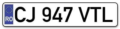 Placuta inmatriculare numar auto  CJ-947-VTL, CJ 947 VTL, CJ947VTL
