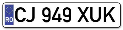 Placuta inmatriculare numar auto  CJ-949-XUK, CJ 949 XUK, CJ949XUK