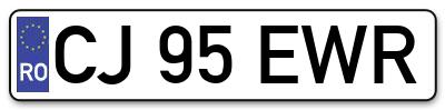 Placuta inmatriculare numar auto  CJ-95-EWR, CJ 95 EWR, CJ95EWR