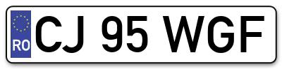 Placuta inmatriculare numar auto  CJ-95-WGF, CJ 95 WGF, CJ95WGF