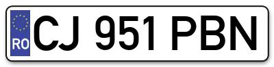 Placuta inmatriculare numar auto  CJ-951-PBN, CJ 951 PBN, CJ951PBN