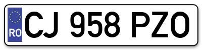 Placuta inmatriculare numar auto  CJ-958-PZO, CJ 958 PZO, CJ958PZO