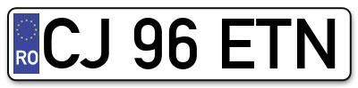 Placuta inmatriculare numar auto  CJ-96-ETN, CJ 96 ETN, CJ96ETN