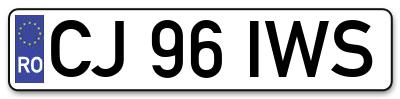 Placuta inmatriculare numar auto  CJ-96-IWS, CJ 96 IWS, CJ96IWS