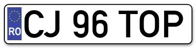 Placuta inmatriculare numar auto  CJ-96-TOP, CJ 96 TOP, CJ96TOP