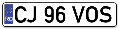 Placuta inmatriculare numar auto  CJ-96-VOS, CJ 96 VOS, CJ96VOS