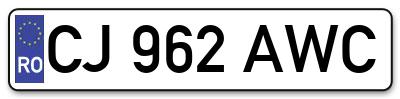 Placuta inmatriculare numar auto  CJ-962-AWC, CJ 962 AWC, CJ962AWC