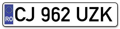 Placuta inmatriculare numar auto  CJ-962-UZK, CJ 962 UZK, CJ962UZK