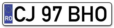Placuta inmatriculare numar auto  CJ-97-BHO, CJ 97 BHO, CJ97BHO