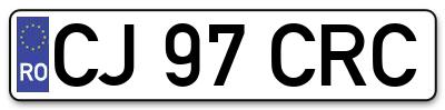 Placuta inmatriculare numar auto  CJ-97-CRC, CJ 97 CRC, CJ97CRC