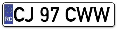 Placuta inmatriculare numar auto  CJ-97-CWW, CJ 97 CWW, CJ97CWW