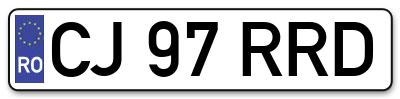 Placuta inmatriculare numar auto  CJ-97-RRD, CJ 97 RRD, CJ97RRD