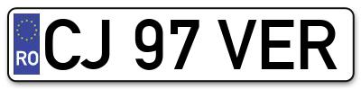 Placuta inmatriculare numar auto  CJ-97-VER, CJ 97 VER, CJ97VER