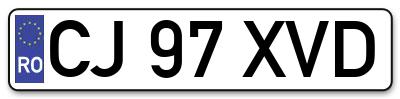 Placuta inmatriculare numar auto  CJ-97-XVD, CJ 97 XVD, CJ97XVD