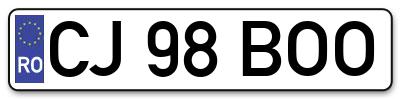 Placuta inmatriculare numar auto  CJ-98-BOO, CJ 98 BOO, CJ98BOO