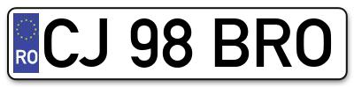 Placuta inmatriculare numar auto  CJ-98-BRO, CJ 98 BRO, CJ98BRO