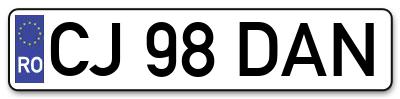 Placuta inmatriculare numar auto  CJ-98-DAN, CJ 98 DAN, CJ98DAN