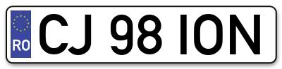 Placuta inmatriculare numar auto  CJ-98-ION, CJ 98 ION, CJ98ION