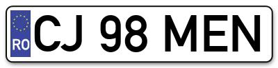 Placuta inmatriculare numar auto  CJ-98-MEN, CJ 98 MEN, CJ98MEN