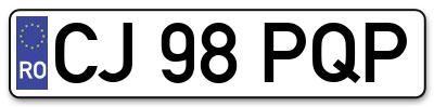 Placuta inmatriculare numar auto  CJ-98-PQP, CJ 98 PQP, CJ98PQP