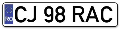 Placuta inmatriculare numar auto  CJ-98-RAC, CJ 98 RAC, CJ98RAC