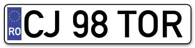 Placuta inmatriculare numar auto  CJ-98-TOR, CJ 98 TOR, CJ98TOR