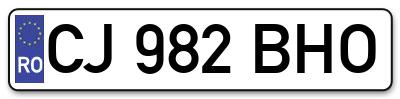 Placuta inmatriculare numar auto  CJ-982-BHO, CJ 982 BHO, CJ982BHO