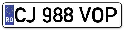 Placuta inmatriculare numar auto  CJ-988-VOP, CJ 988 VOP, CJ988VOP