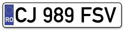 Placuta inmatriculare numar auto  CJ-989-FSV, CJ 989 FSV, CJ989FSV