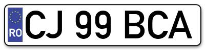 Placuta inmatriculare numar auto  CJ-99-BCA, CJ 99 BCA, CJ99BCA