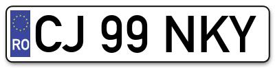 Placuta inmatriculare numar auto  CJ-99-NKY, CJ 99 NKY, CJ99NKY