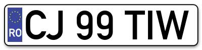 Placuta inmatriculare numar auto  CJ-99-TIW, CJ 99 TIW, CJ99TIW