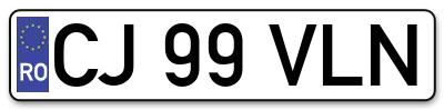 Placuta inmatriculare numar auto  CJ-99-VLN, CJ 99 VLN, CJ99VLN