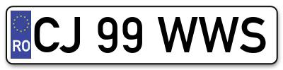 Placuta inmatriculare numar auto  CJ-99-WWS, CJ 99 WWS, CJ99WWS