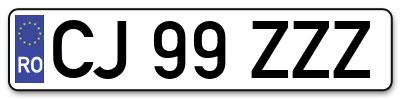 Placuta inmatriculare numar auto  CJ-99-ZZZ, CJ 99 ZZZ, CJ99ZZZ