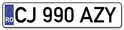 Placuta inmatriculare numar auto  CJ-990-AZY, CJ 990 AZY, CJ990AZY