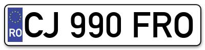 Placuta inmatriculare numar auto  CJ-990-FRO, CJ 990 FRO, CJ990FRO