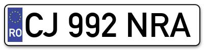 Placuta inmatriculare numar auto  CJ-992-NRA, CJ 992 NRA, CJ992NRA