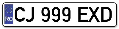 Placuta inmatriculare numar auto  CJ-999-EXD, CJ 999 EXD, CJ999EXD