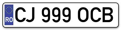 Placuta inmatriculare numar auto  CJ-999-OCB, CJ 999 OCB, CJ999OCB
