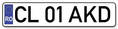 Placuta inmatriculare numar auto  CL-01-AKD, CL 01 AKD, CL01AKD