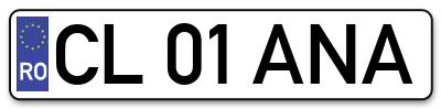 Placuta inmatriculare numar auto  CL-01-ANA, CL 01 ANA, CL01ANA