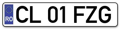 Placuta inmatriculare numar auto  CL-01-FZG, CL 01 FZG, CL01FZG