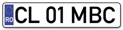 Placuta inmatriculare numar auto  CL-01-MBC, CL 01 MBC, CL01MBC