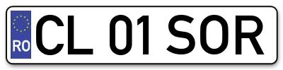 Placuta inmatriculare numar auto  CL-01-SOR, CL 01 SOR, CL01SOR