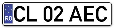 Placuta inmatriculare numar auto  CL-02-AEC, CL 02 AEC, CL02AEC