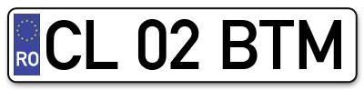 Placuta inmatriculare numar auto  CL-02-BTM, CL 02 BTM, CL02BTM