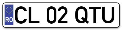 Placuta inmatriculare numar auto  CL-02-QTU, CL 02 QTU, CL02QTU