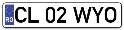 Placuta inmatriculare numar auto  CL-02-WYO, CL 02 WYO, CL02WYO